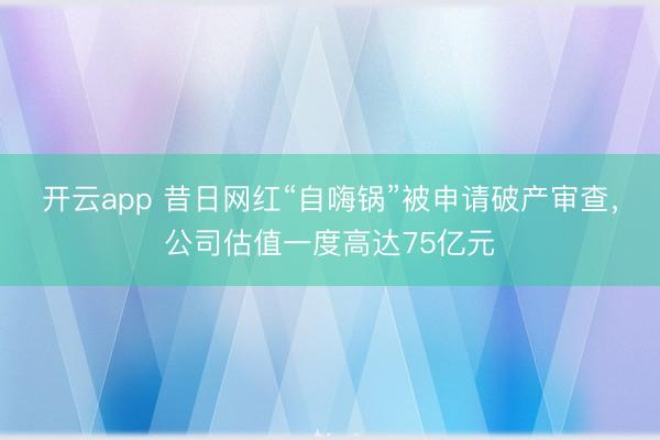 開云app 昔日網(wǎng)紅“自嗨鍋”被申請破產(chǎn)審查，公司估值一度高達75億元